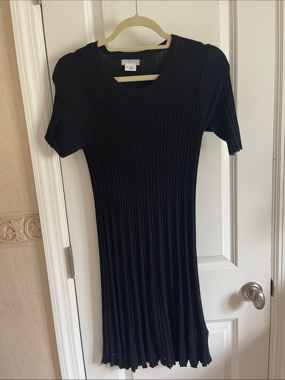 Cooperative Black Ribbed Short Sleeve Midi Dress